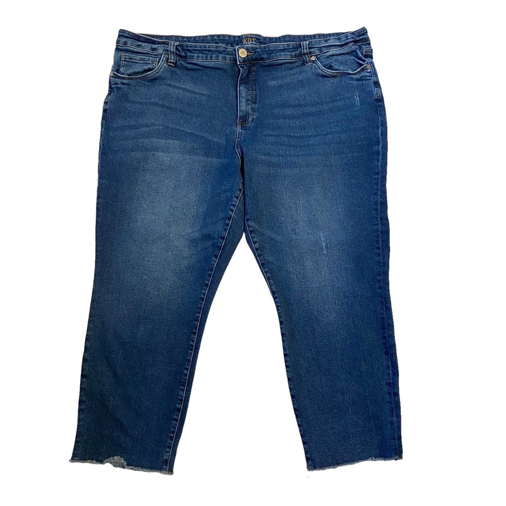 KUT FROM THE KLOTH Crop Straight Leg Raw Hem Stretch Jeans Size 24W